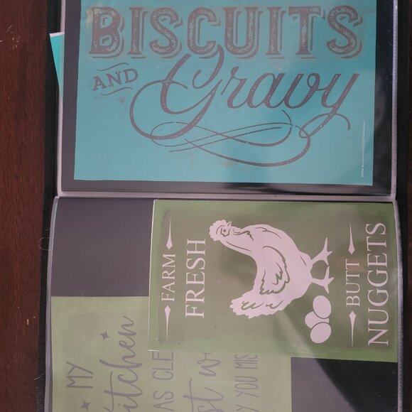 Bundled Reusable Silk Screen Stencils ~ 10 x 13 Binder ~Home, Laundry, Kitchen - Picture 16 of 16